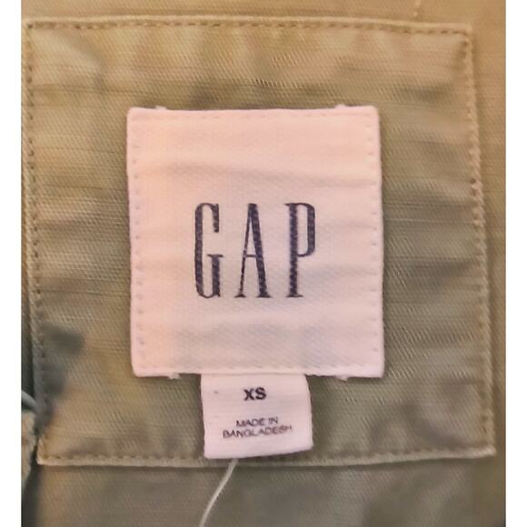 Gap Utility Jacket Women's Size XS  Green Frayed Pleated Peplum Hem Pockets Snap - Picture 2 of 15